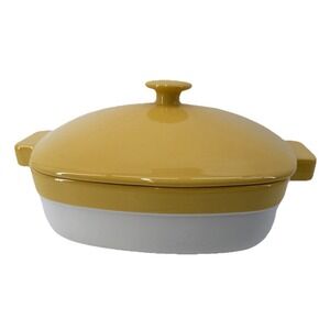 Vintage Kitchenaid Yellow/ White Casserole Dish With Lid  4.2 Qt‎